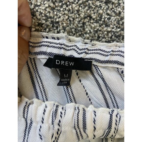 Drew for Anthropologie White 3/4 Sleeve Blouse Navy Stripes Size M Super Soft - Picture 3 of 6